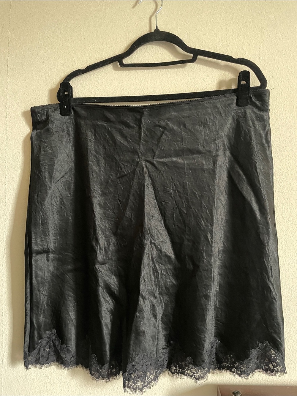 J. Crew Black A-Line Skirt with Lace Hem